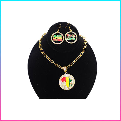 Gorgeous Gold Melanin Heritage Necklace & Earring Set
