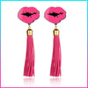 Hot Pink Lips Tassel Earring