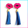 Hot Pink Lips Tassel Earring