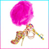 Pink Pom Pom Jeweled Heel Keychain
