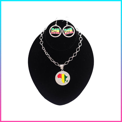 Gorgeous Silver Melanin Heritage Necklace & Earring Set