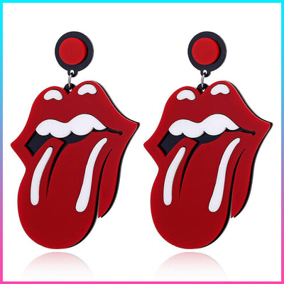 Trendy Mouth Drop Necklace & Earring Set