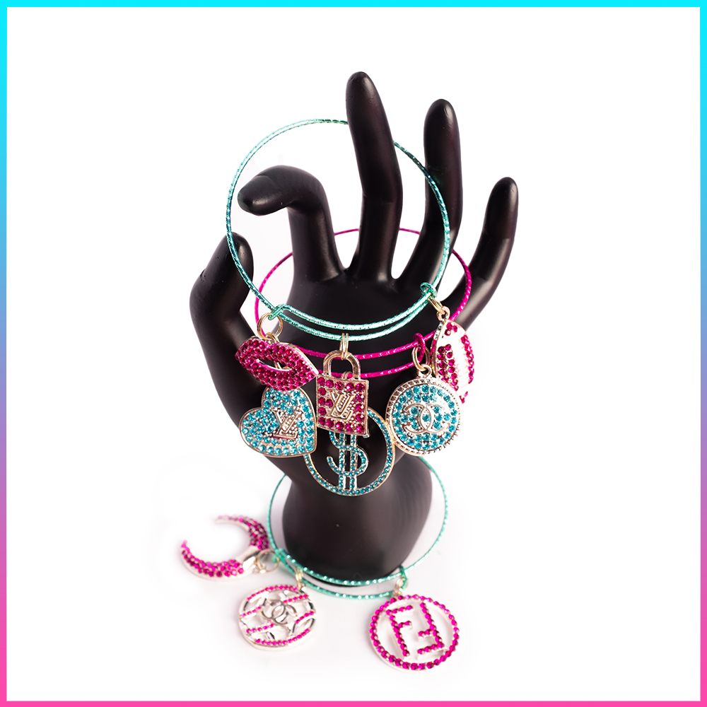 Coral Teal Bangle Set