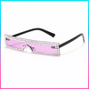 Light Pink Slim Rhinestone Sunglasses